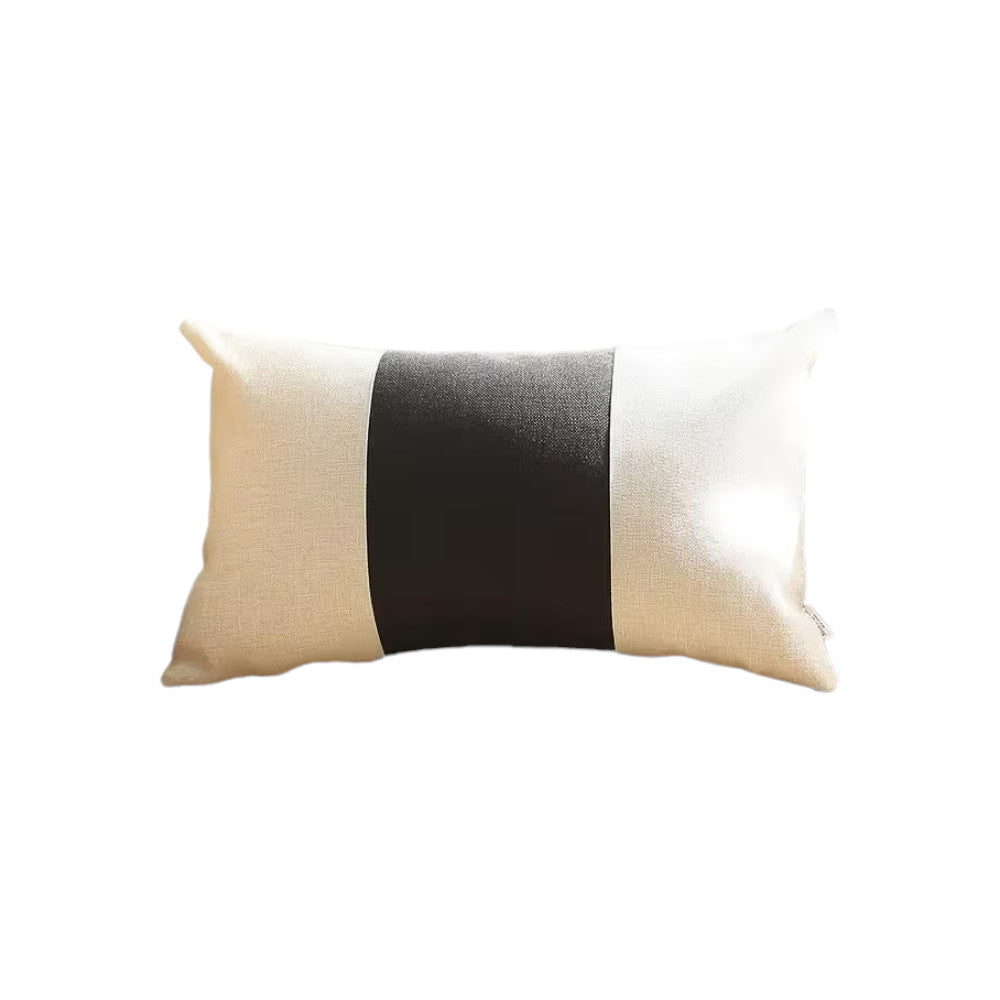 12" X 20" Black and White Striped Lumbar Throw Pillow