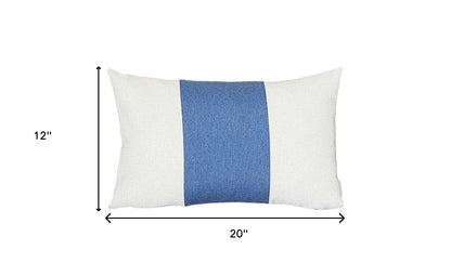 12" X 20" Blue and White Striped Lumbar Throw Pillow