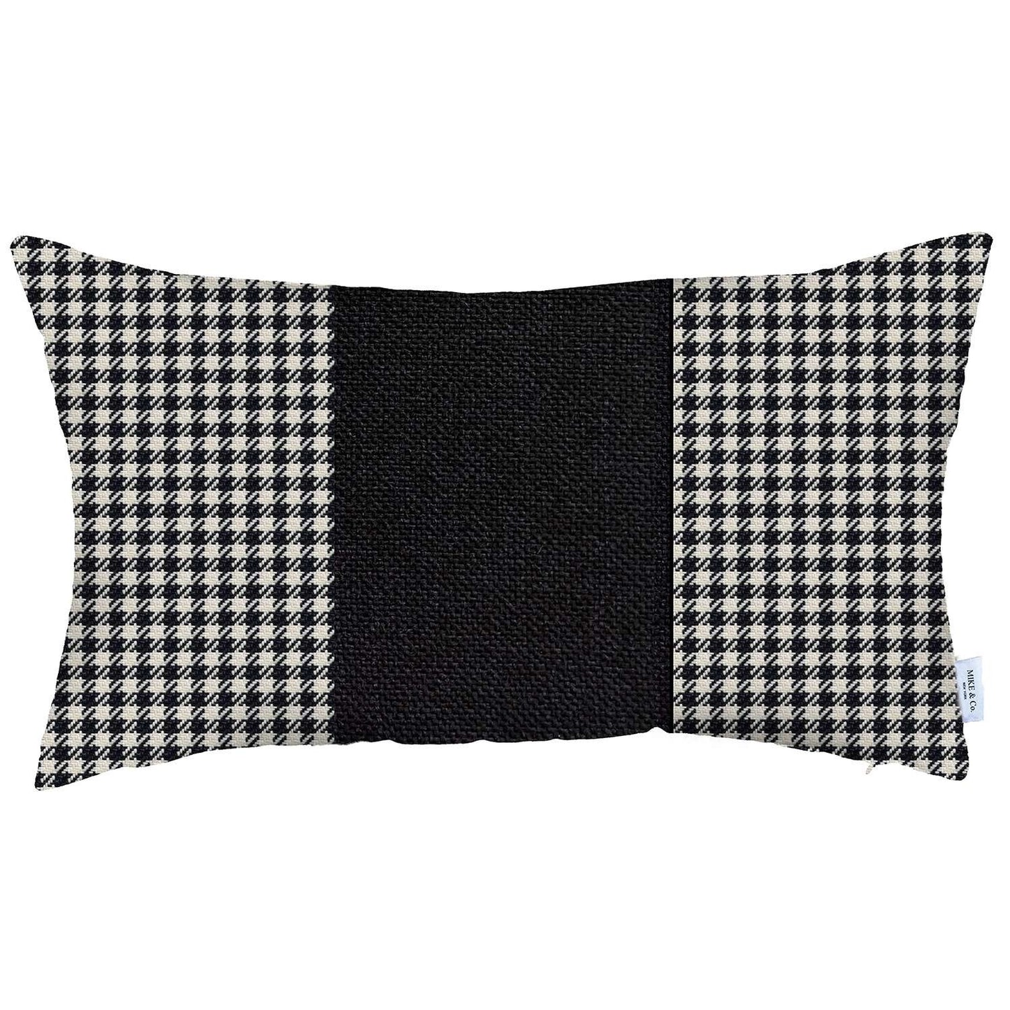 Classic Black Houndstooth Lumbar Throw Pillow