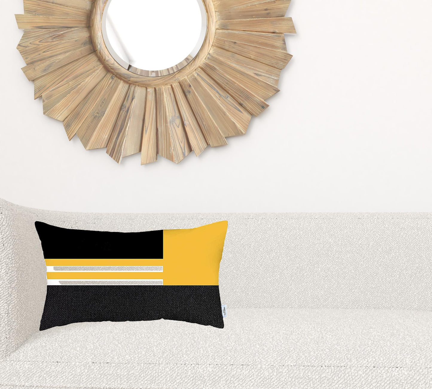 Yellow and Black Geometric Lumbar Throw Pillow