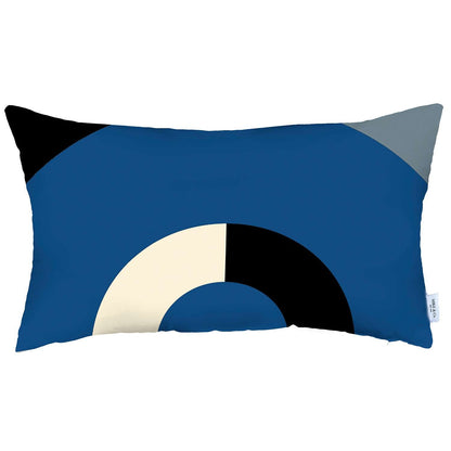 Blue Half Circle Modern Lumbar Throw Pillow