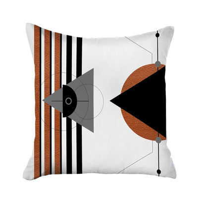 18" Gray Ivory And Orange Abstract Fabric Throw Pillow
