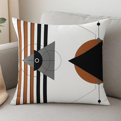 18" Gray Ivory And Orange Abstract Fabric Throw Pillow