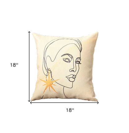 18" Beige Throw Pillow