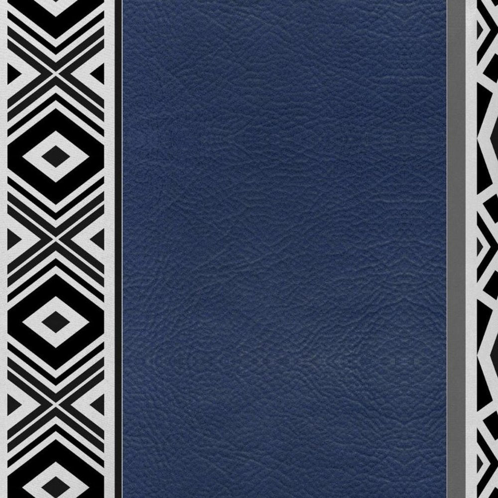 Deep Navy Faux Leather Geometric Throw Pillow