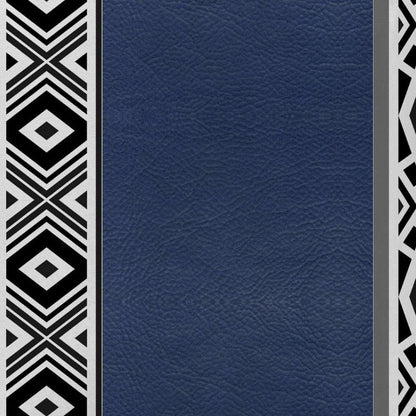 Deep Navy Faux Leather Geometric Throw Pillow