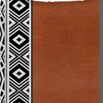 18" Brown Black And White Geometric Faux Leather And Fabric Throw Pillow