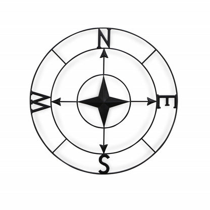 Black Metal Compass Shaped Wall Decor