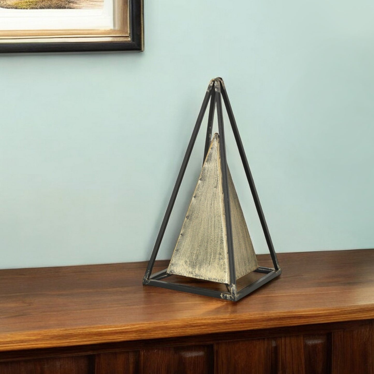 Narrow Metal Triangular Decorative Sculpture