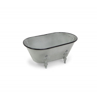 5" Gray Polyresin Hand Painted Decorative Tub Tabletop Sculpture