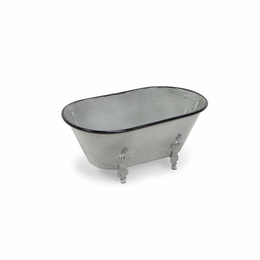 5" Gray Polyresin Hand Painted Decorative Tub Tabletop Sculpture