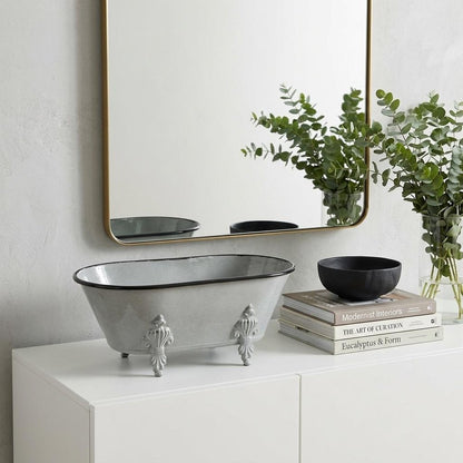 5" Gray Polyresin Hand Painted Decorative Tub Tabletop Sculpture