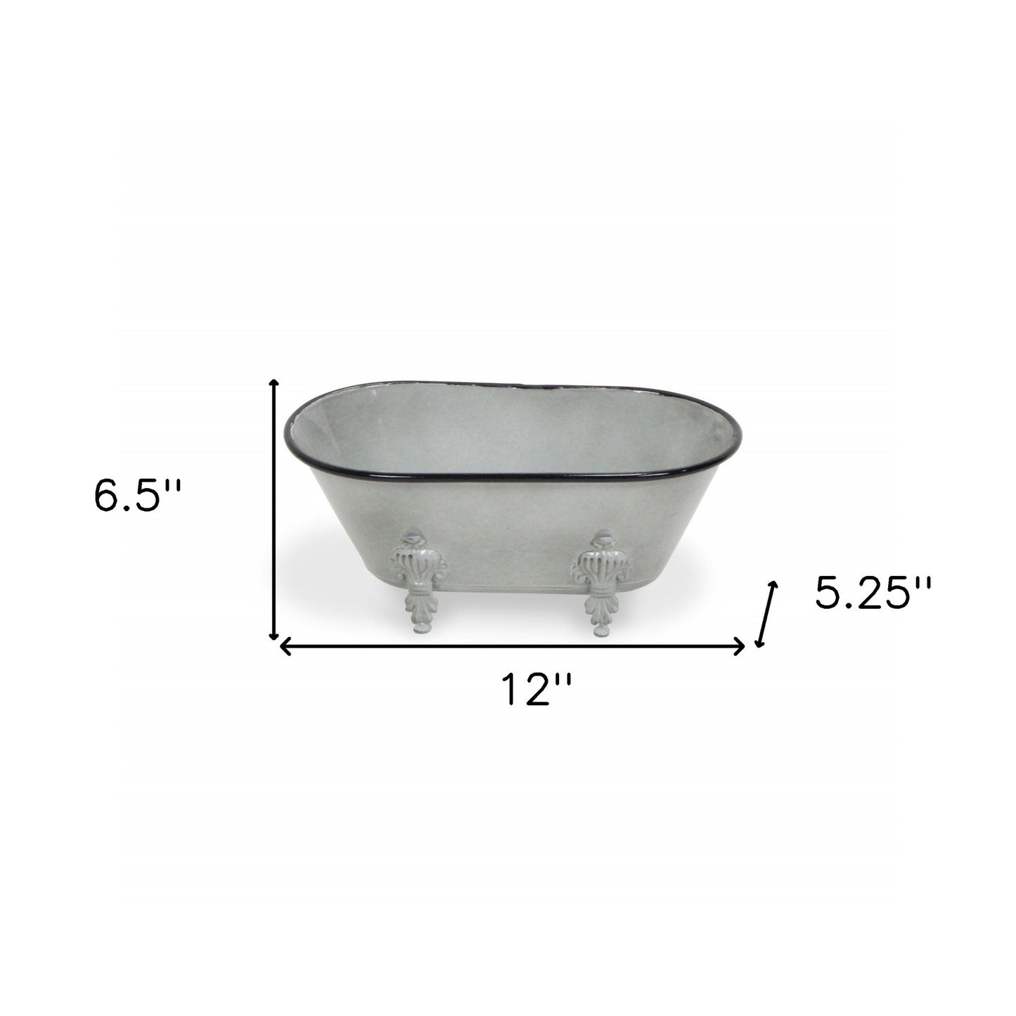 5" Gray Polyresin Hand Painted Decorative Tub Tabletop Sculpture