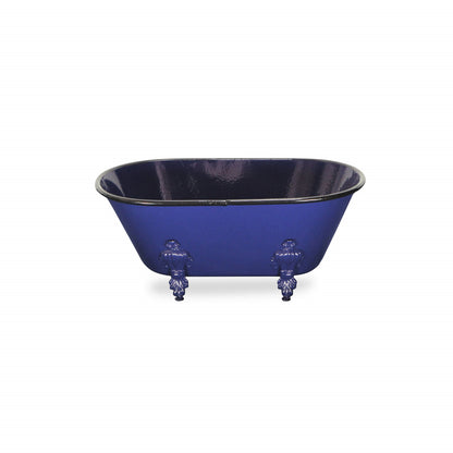 5" Blue Metal Hand Painted Decorative Tub Tabletop Sculpture