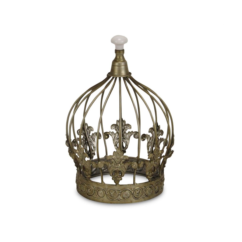 10" Bronze Metal Hand Painted Decorative Crown Tabletop Sculpture