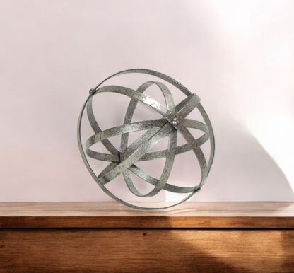 8" Speckled Gray Metal Orb Decorative Tabletop Sculpture