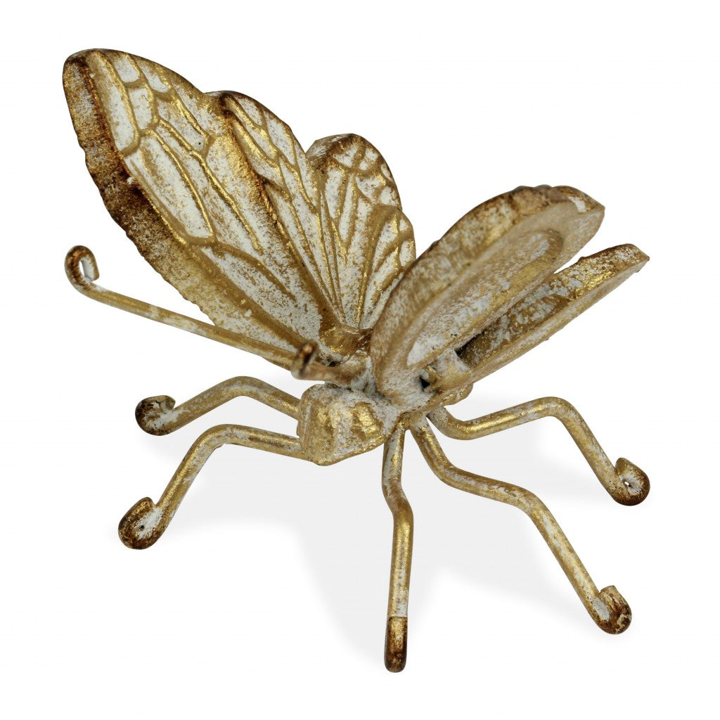 Gold Cast Iron Butterfly Decorative Sculpture