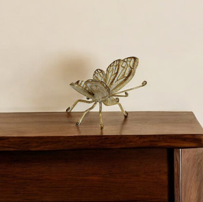 Gold Cast Iron Butterfly Decorative Sculpture