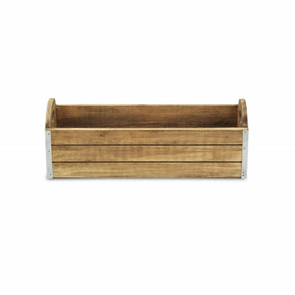 14" Brown Solid Wood Organizer Box
