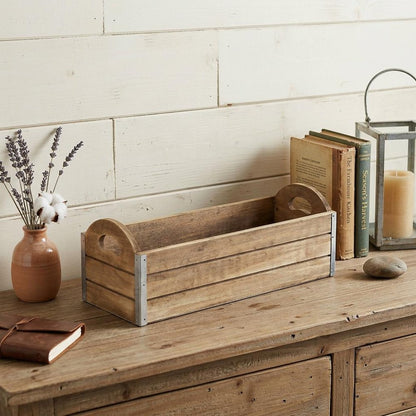 14" Brown Solid Wood Organizer Box