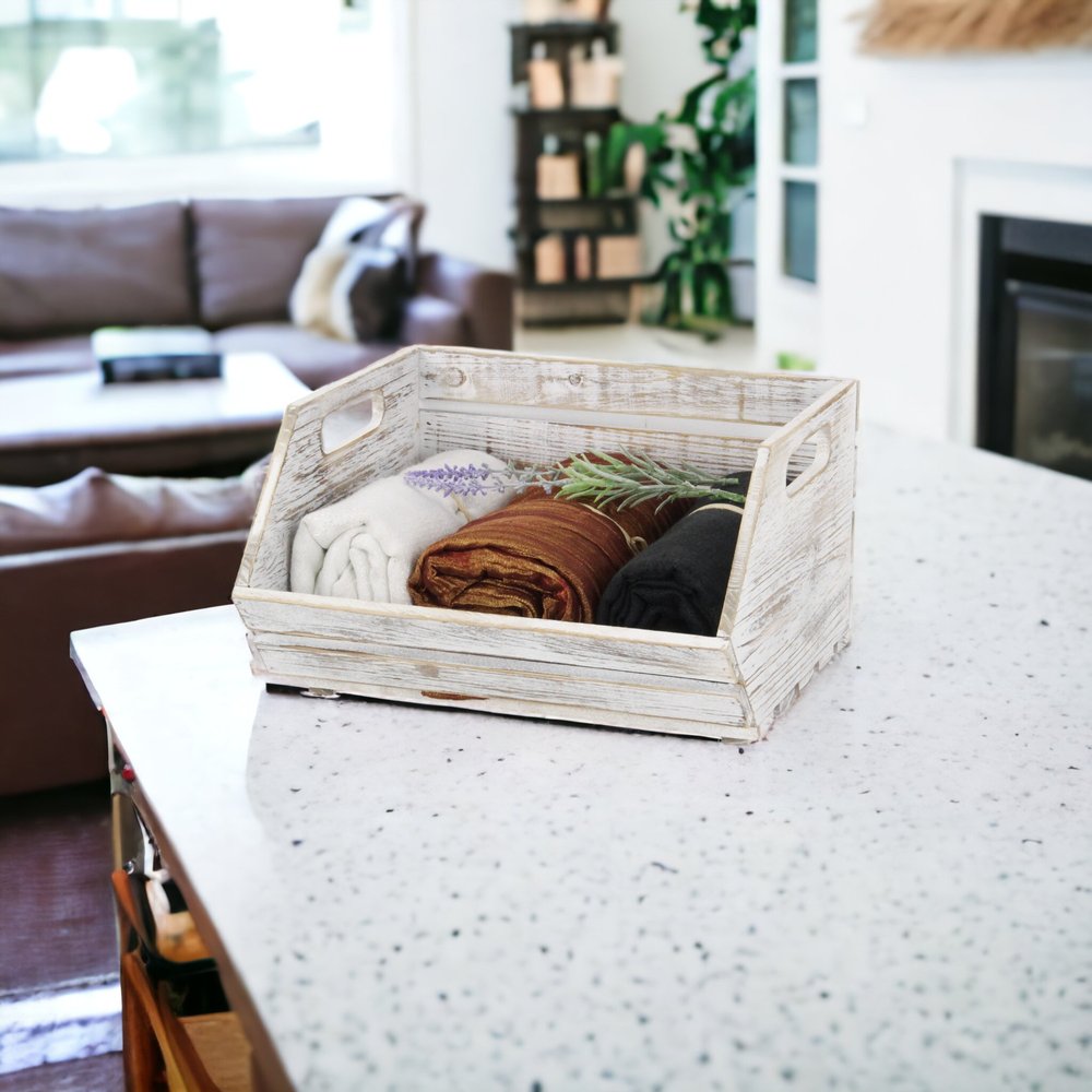 13" Gray Solid Wood Desk Organizer