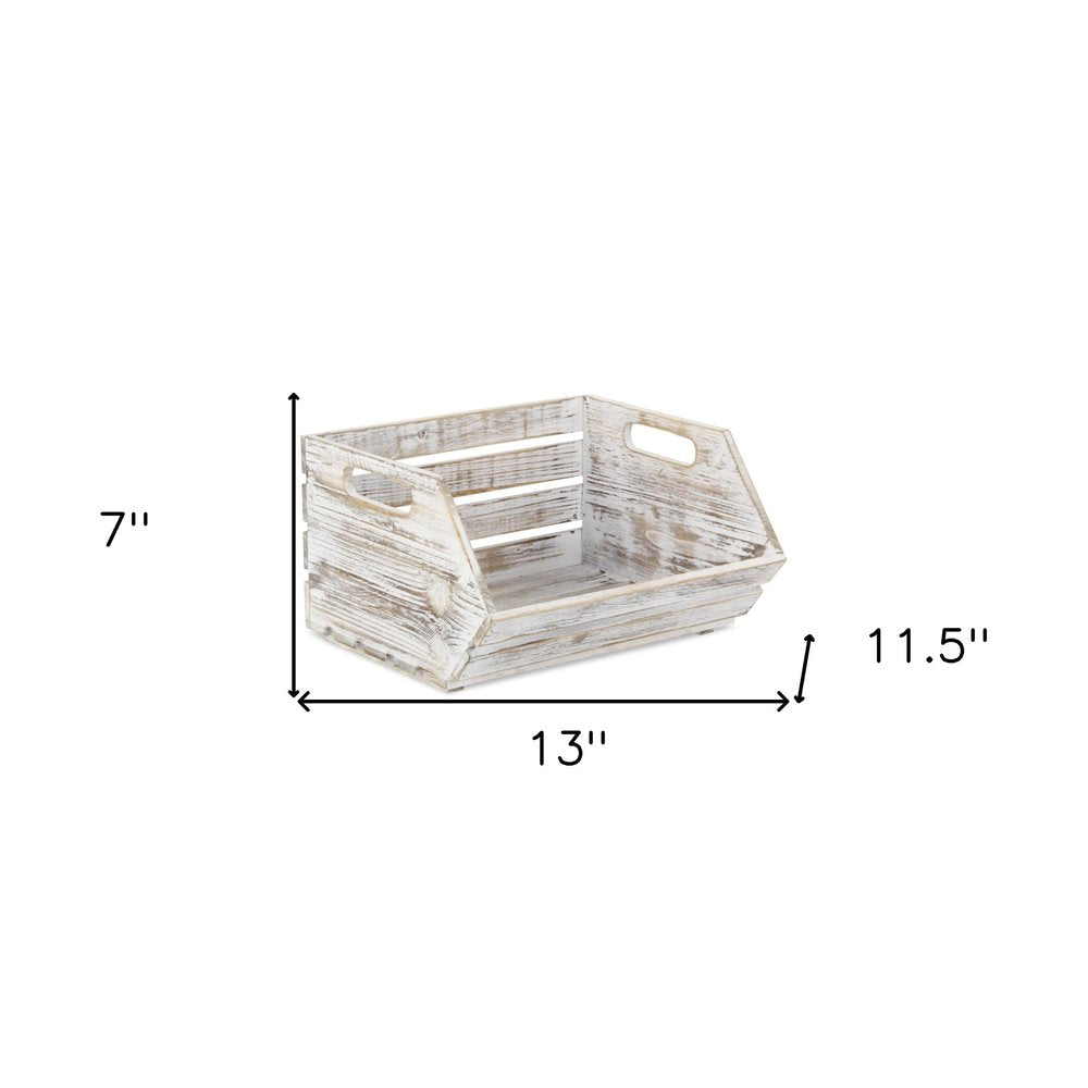 13" Gray Solid Wood Desk Organizer