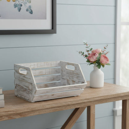 13" Gray Solid Wood Desk Organizer