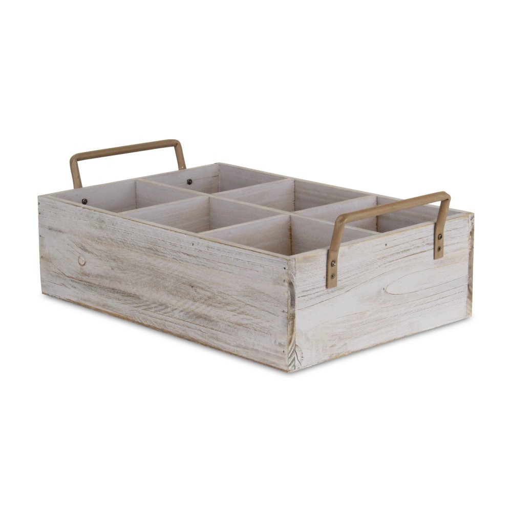 15" Gray And Brown Solid Wood Desk Organizer