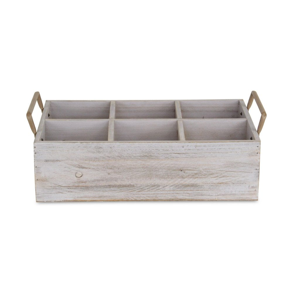 15" Gray And Brown Solid Wood Desk Organizer
