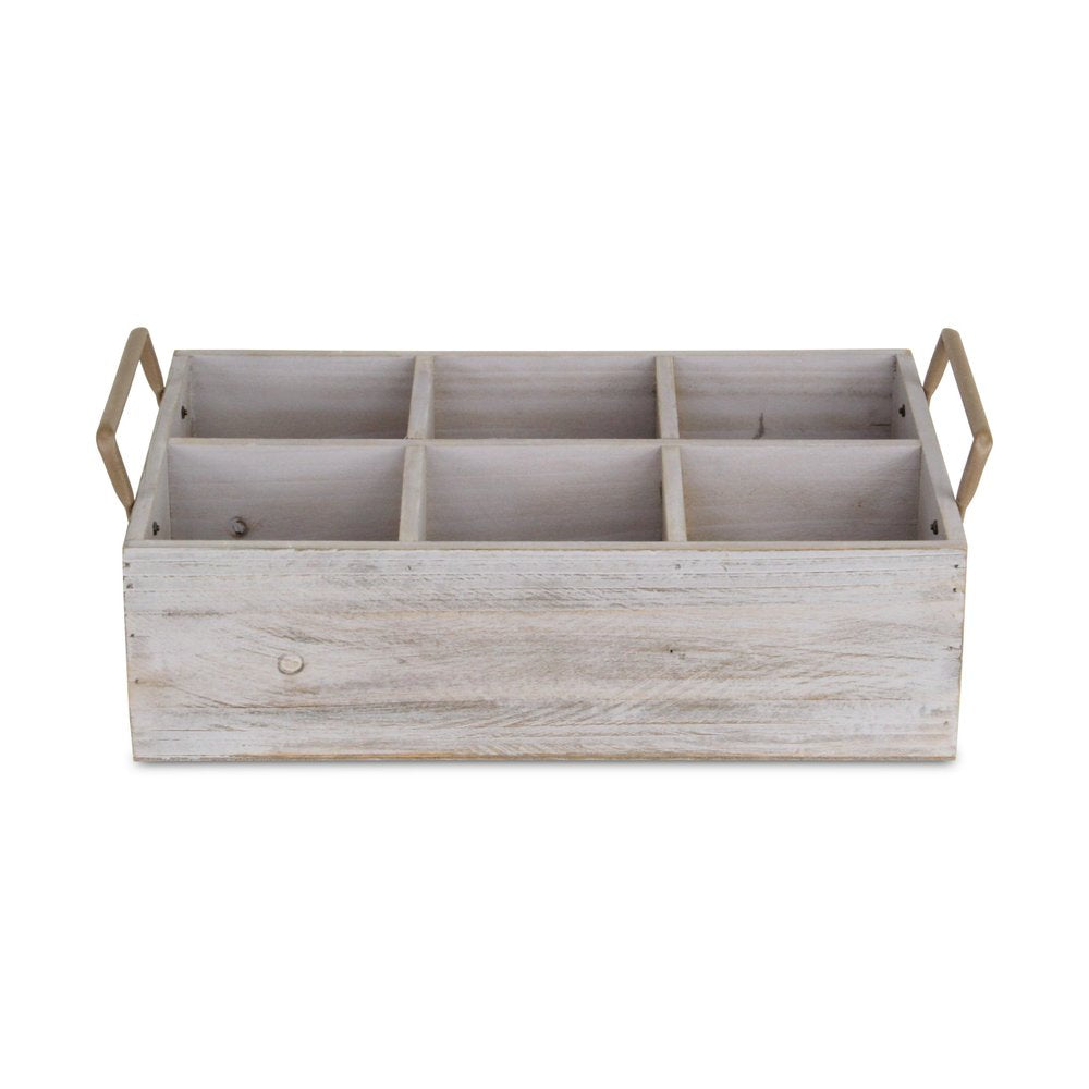 15" Gray And Brown Solid Wood Desk Organizer
