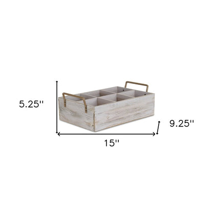 15" Gray And Brown Solid Wood Desk Organizer