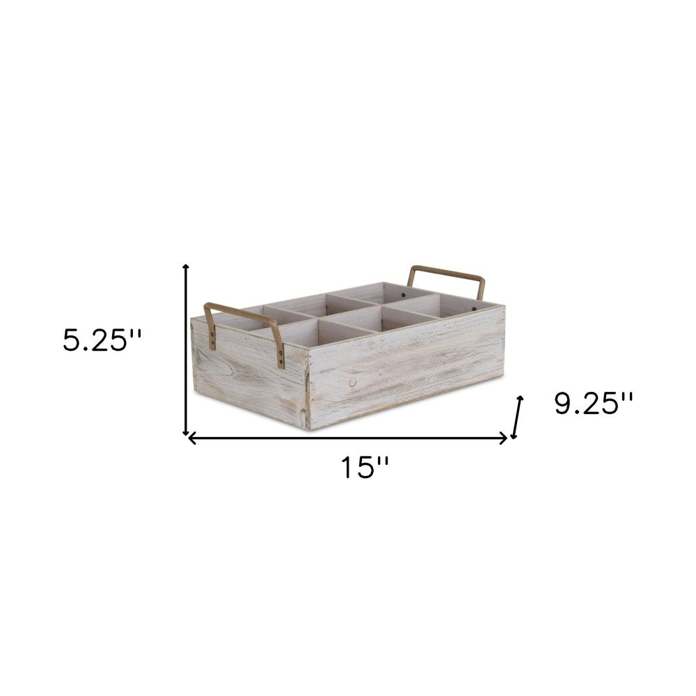 15" Gray And Brown Solid Wood Desk Organizer