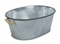 24" Silver Metal Oval Bucket with Rope Handles