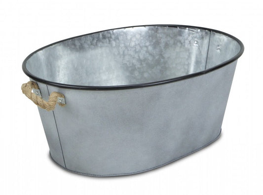 24" Gray And Black Steel Basket