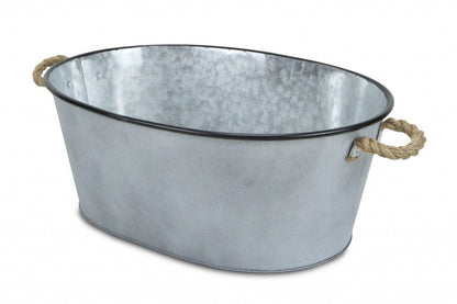 24" Gray And Black Steel Basket