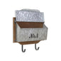 14" Brown And Gray Metal And Solid Wood Mail Box With Lid