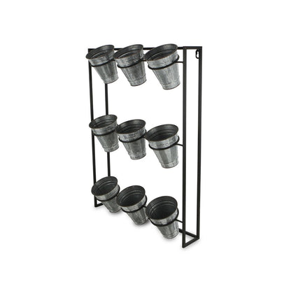 24" X 18" Black And Silver Metal Rectangular Wall Planter