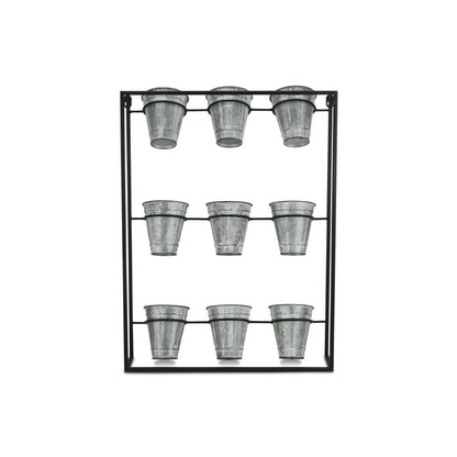 24" X 18" Black And Silver Metal Rectangular Wall Planter