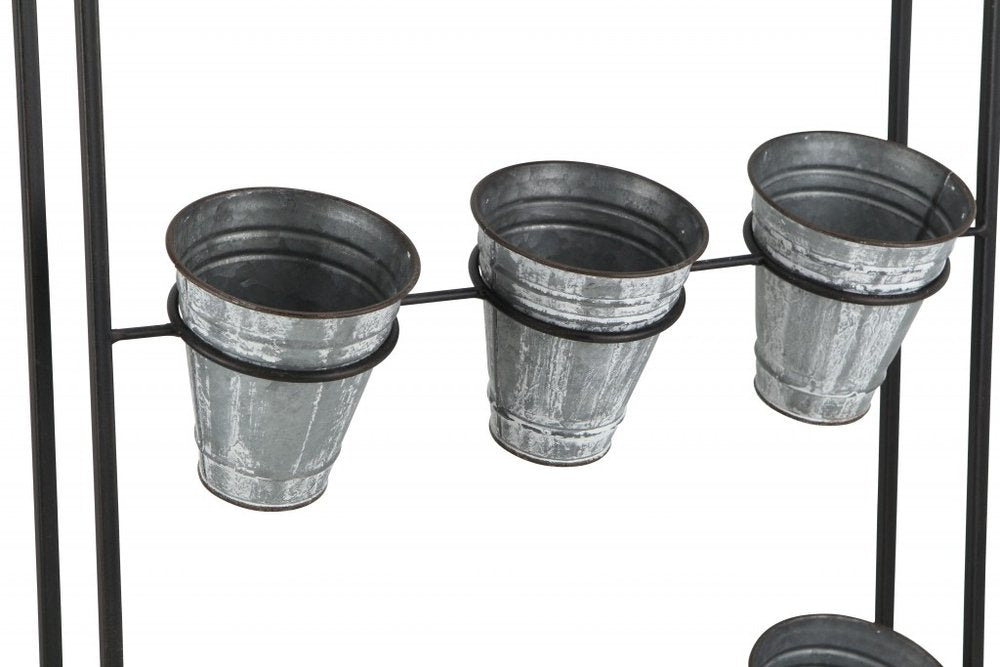 24" X 18" Black And Silver Metal Rectangular Wall Planter