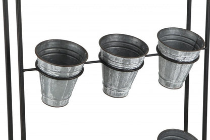 24" X 18" Black And Silver Metal Rectangular Wall Planter