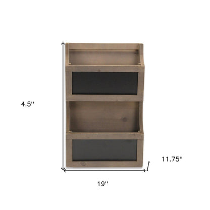 Two Tier Wooden Chalkboard Wall Storage