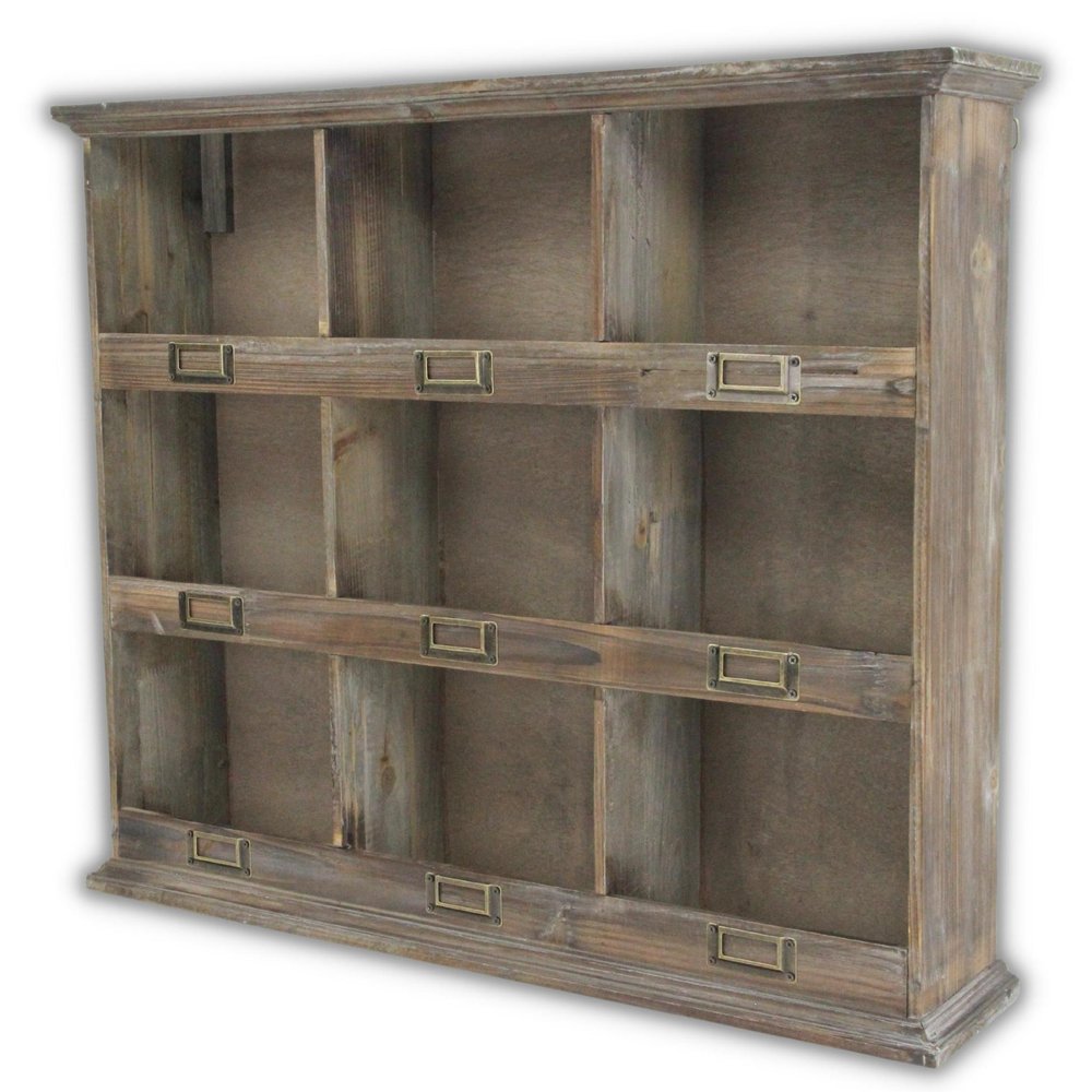 27" Dark Brown Solid Wood Wall Mounted Display Stand