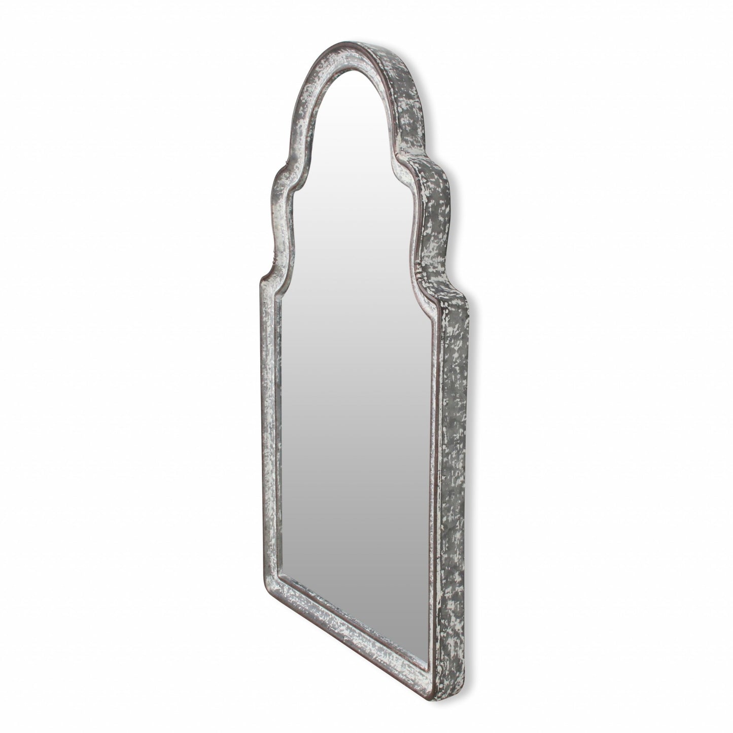 24" Gray Abstract Metal Framed Accent Mirror