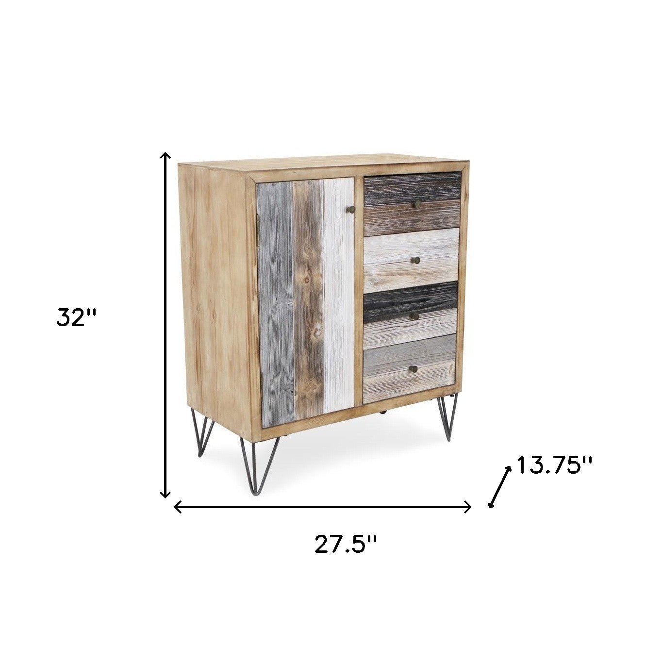 28" Multi Solid And Manufactured Wood Four Drawer Sideboard