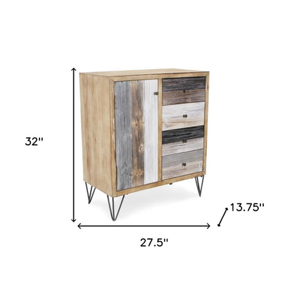 28" Multi Solid And Manufactured Wood Four Drawer Sideboard