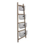 73" Natural And Black Wood And Metal Storage Ladder With Baskets