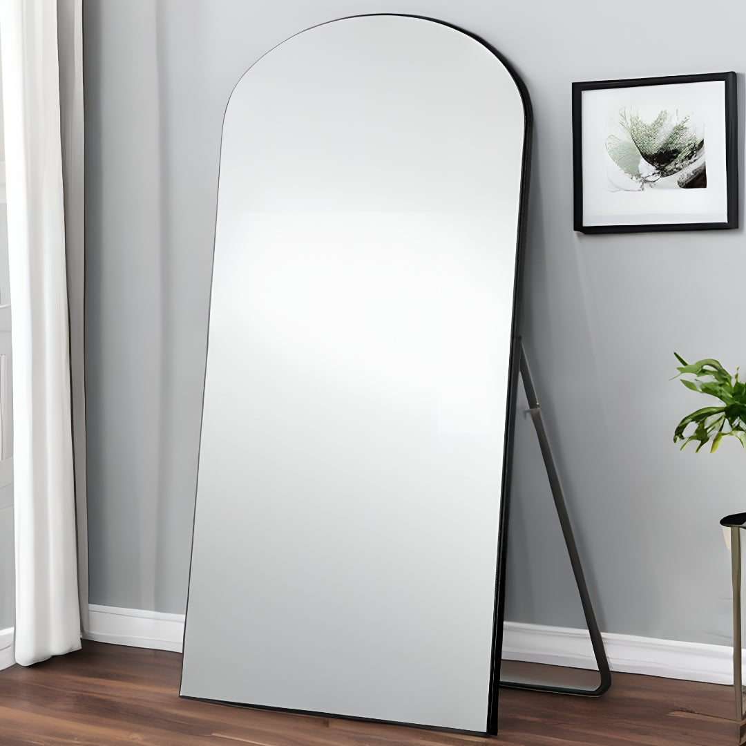 71" Black Arch Wood Frame Full Length Standing Mirror