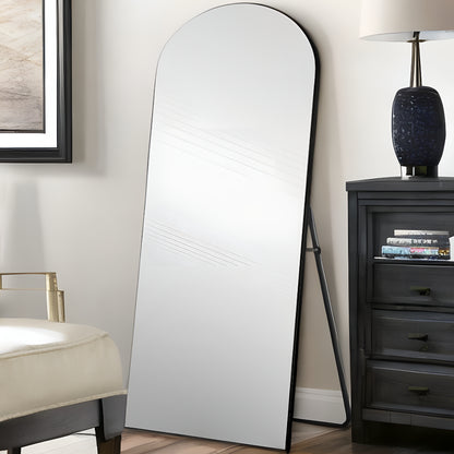 71" Black Arch Wood Frame Full Length Standing Mirror