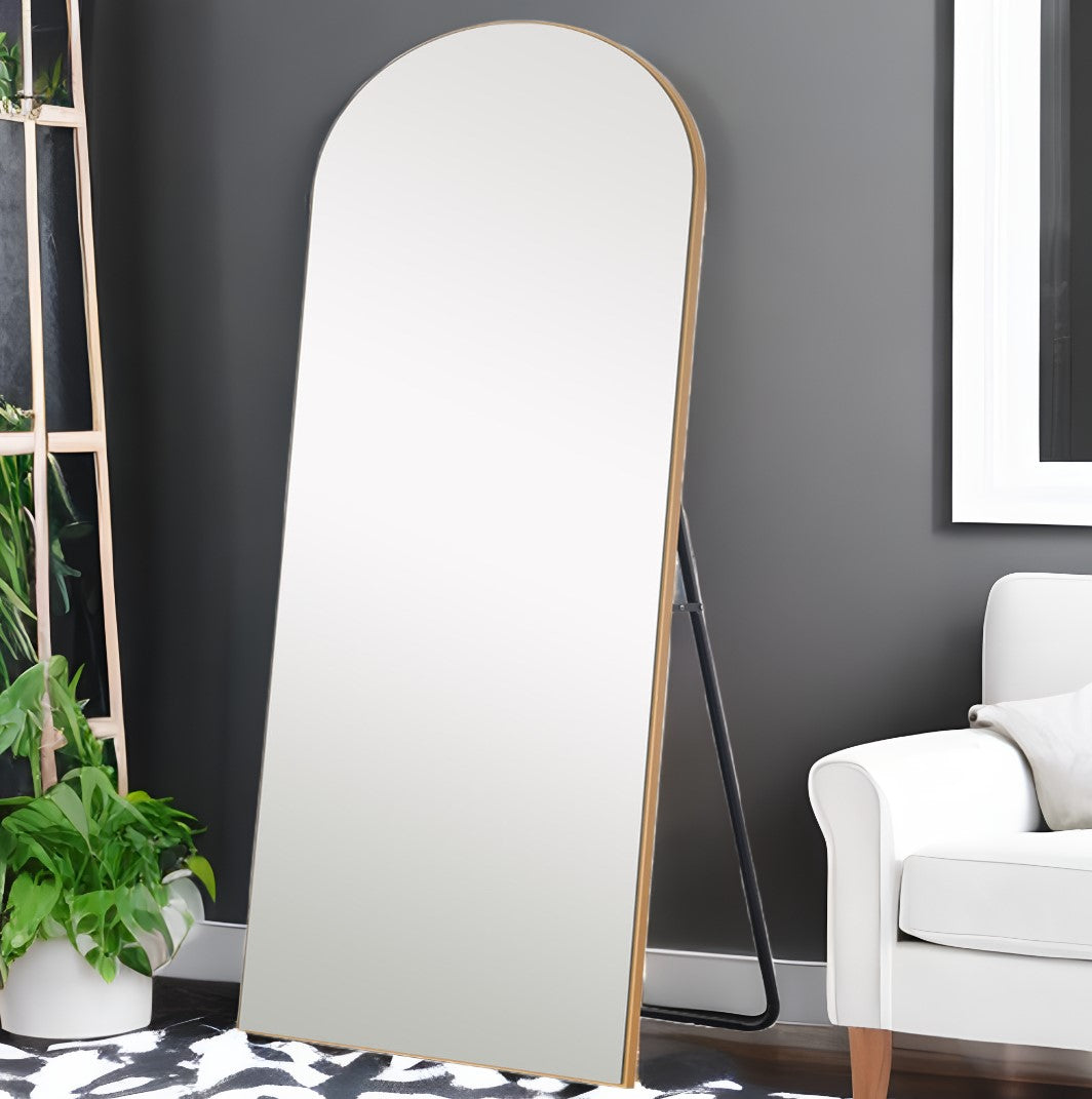 71" Gold Arch Wood Framed Full Length Standing Mirror