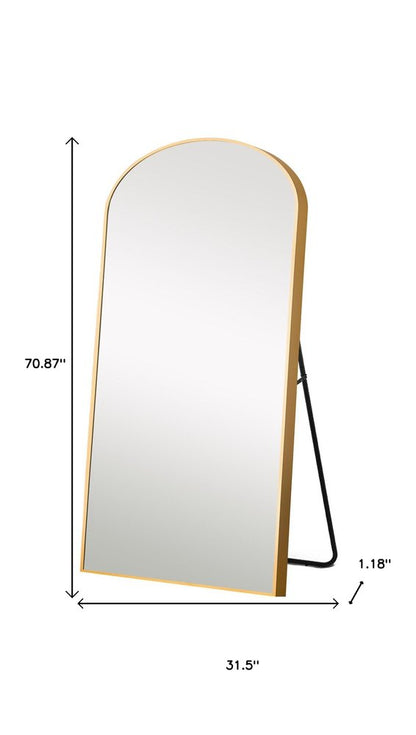 71" Gold Arch Metal Framed Freestanding Standing Mirror